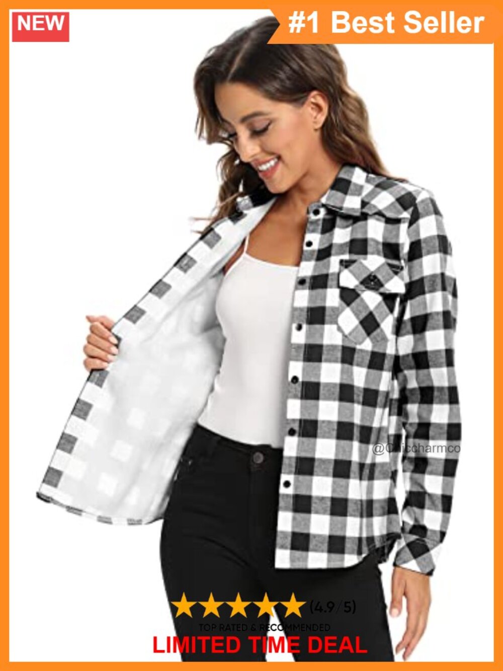 Fleece Lined Plaid Flannel Shacket Button Down Shirt Jacket